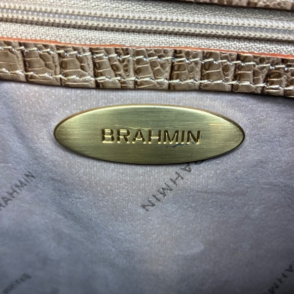 Brahmin Medium Asher Cabana Vineyard Stripe Crocodile Embossed Leather Tote Bag - Picture 7 of 15